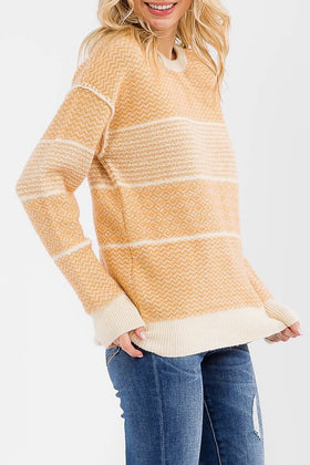 Mustard Colorblock Crewneck Sweater
