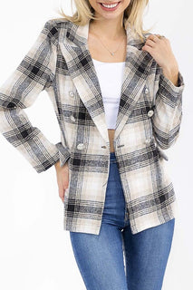 Black & Taupe Double Breasted Front Blazer