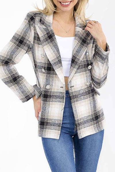 Black & Taupe Double Breasted Front Blazer