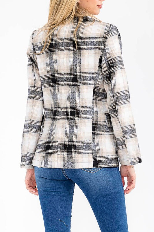 Black & Taupe Double Breasted Front Blazer