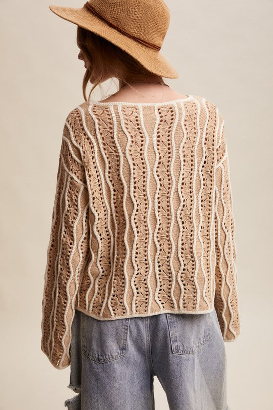 Wave Stitch Knit Sweater