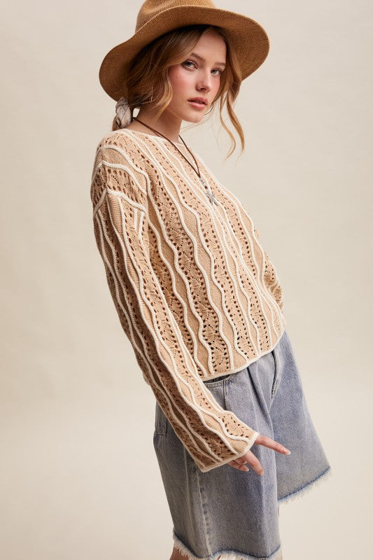 Wave Stitch Knit Sweater