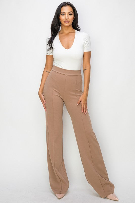 Taupe High Waisted Trousers-Market Grey Boutique