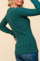 Emerald Cable Knit Sweater-Market Grey Boutique