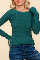 Emerald Cable Knit Sweater-Market Grey Boutique