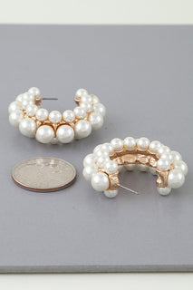 Pearl Cluster Hoop Earrings