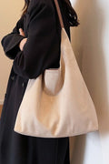 Sand Beige Microsuede Duo Hobo Tote Bag