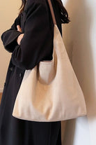 Sand Beige Microsuede Duo Hobo Tote Bag-Market Grey Boutique