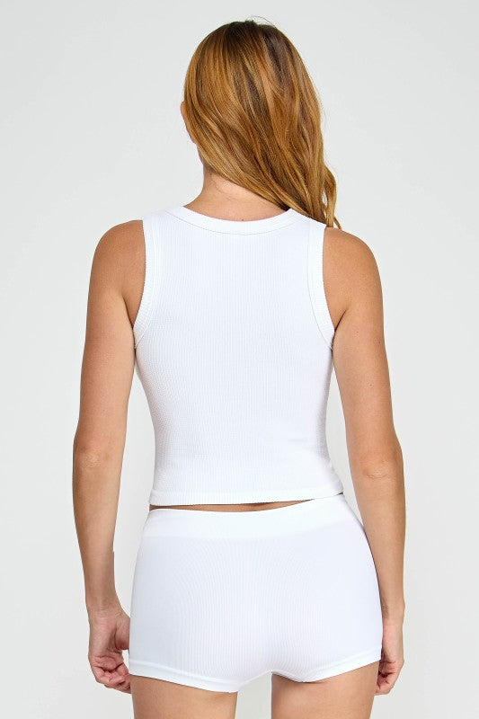 White Seamless Ribbed Tank
