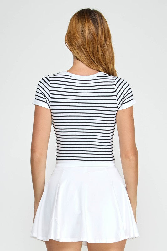 White/Black Seamless Stripe Baby Tee