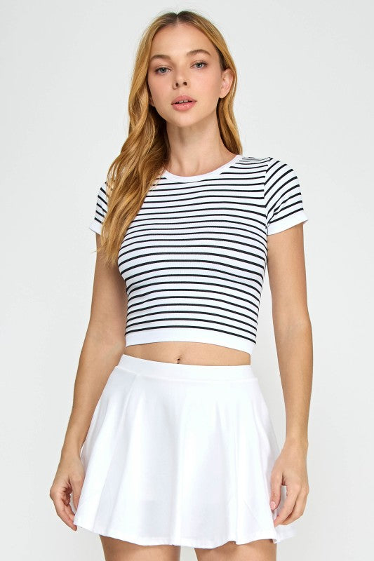 White/Black Seamless Stripe Baby Tee