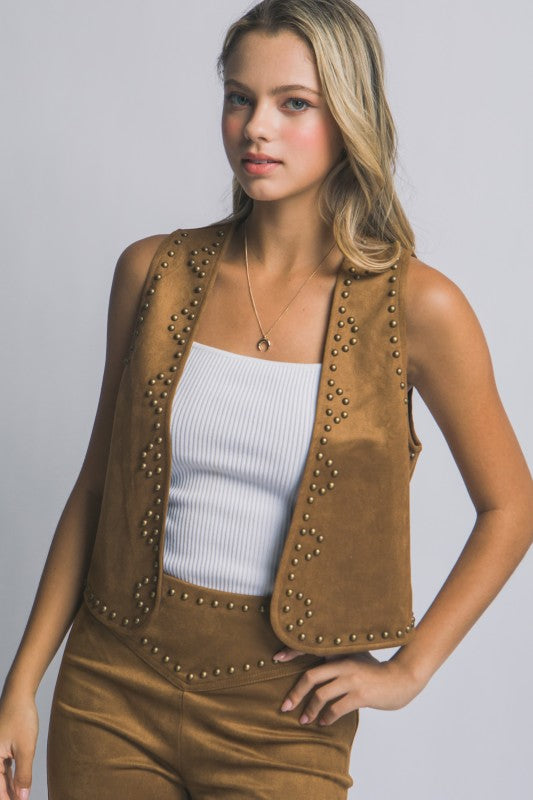 Studded Western Suede Vest