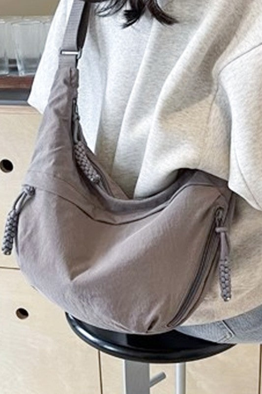 Grey Crescent Crossbody