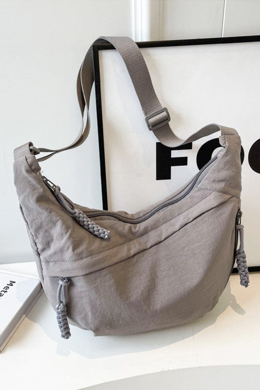 Grey Crescent Crossbody