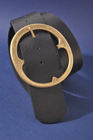 Black Circle Buckle Boho Wide Belt
