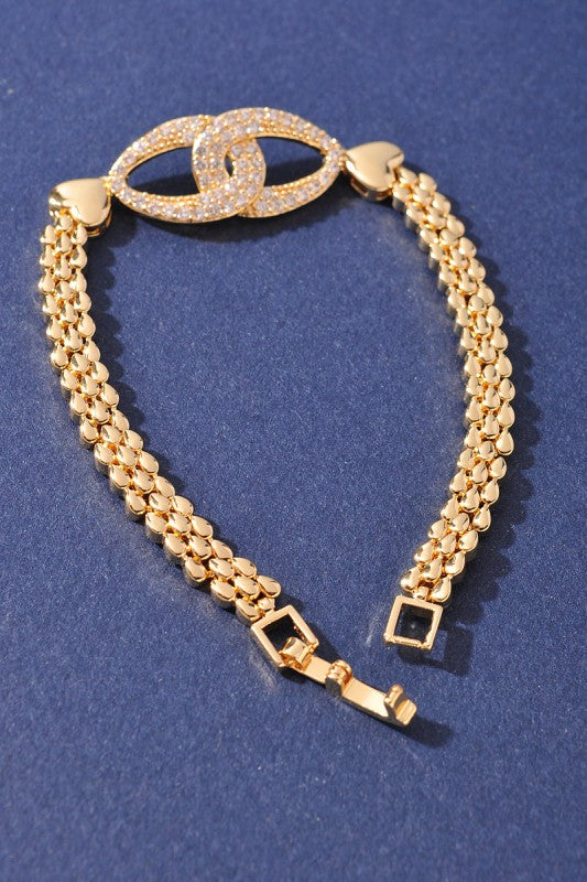 Pave Interlocking Link Bracelet