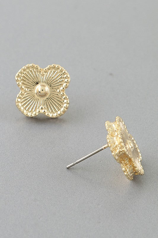 Gold Classic Clover CZ Studs