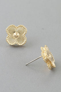 Gold Classic Clover CZ Studs