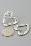 Silver Modern Swirl Heart Stud Earrings