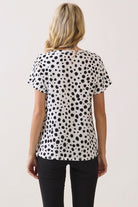 Black & White Polka Dot Short Sleeve Knit Top-Market Grey Boutique