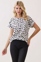 Black & White Polka Dot Short Sleeve Knit Top-Market Grey Boutique