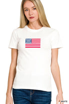 American Flag Fitted Tee-Market Grey Boutique