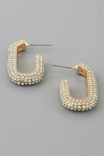 Gold Sparkle Natrow Hoop Earrings