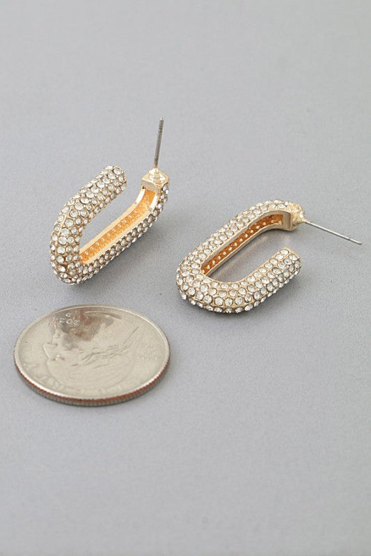 Gold Sparkle Natrow Hoop Earrings