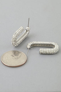 Silver Sparkle Narrow Hoop Earrings