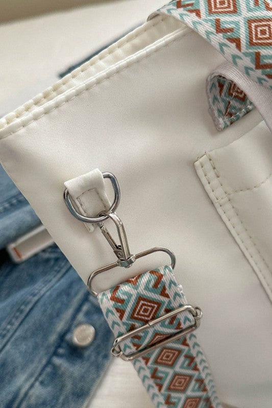 Ivory Retro Guitar Strap Tote Bag-Market Grey Boutique