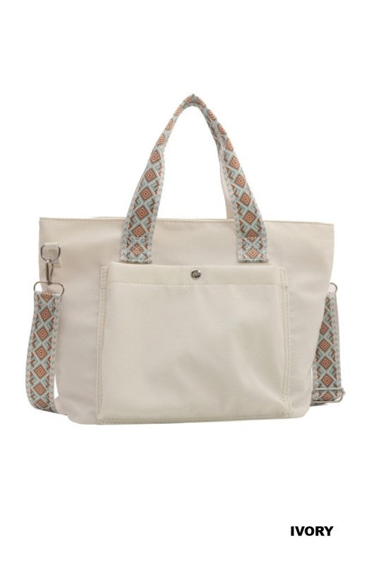 Ivory Retro Guitar Strap Tote Bag-Market Grey Boutique