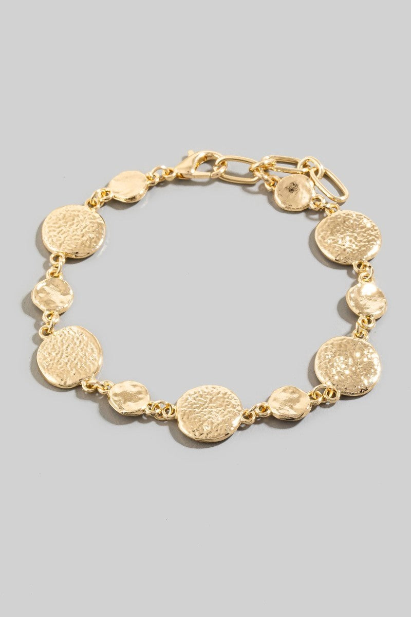 Metallic G/S Hammered Coin Bracelet