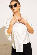 Satin Leopard Print Button Down Top