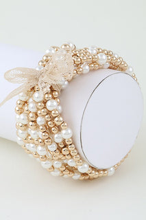 Pearls & Ribbons Beaded Bracelet Cluster