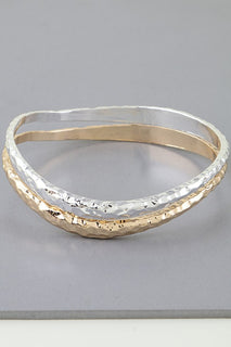 Abstract Hammered 2Tone Bracelet