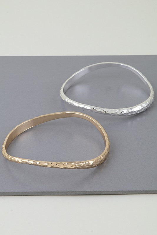 Abstract Hammered 2Tone Bracelet