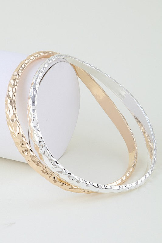 Abstract Hammered 2Tone Bracelet