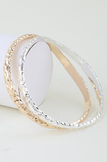 Abstract Hammered 2Tone Bracelet