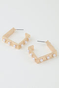 Pearl Studded Box Hoop Earrings