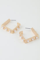 Pearl Studded Box Hoop Earrings-Market Grey Boutique