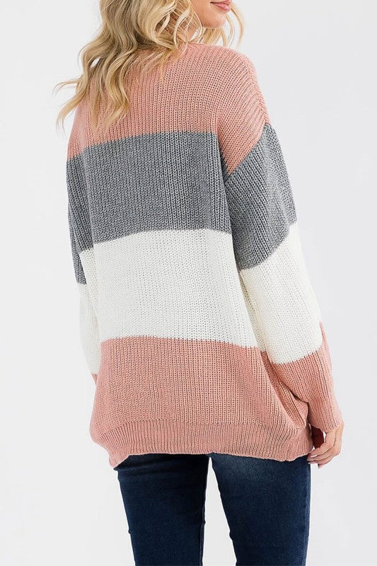Mauve Colorblock Oversized Sweater