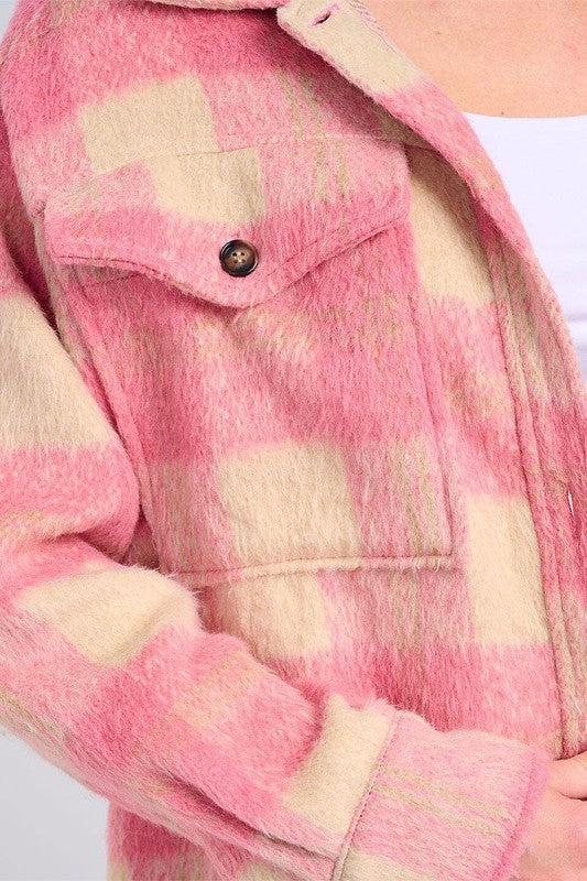 Pink/Cream Plaid Shacket