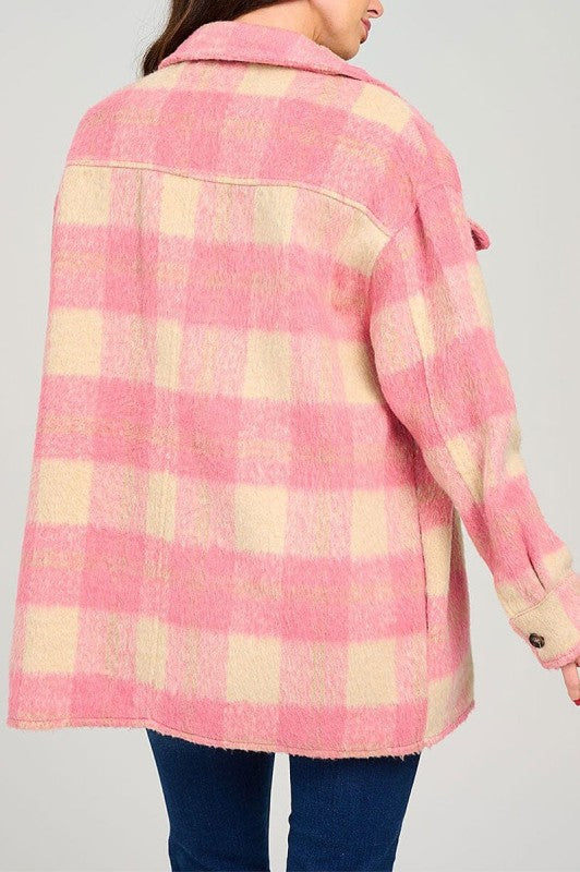 Pink/Cream Plaid Shacket