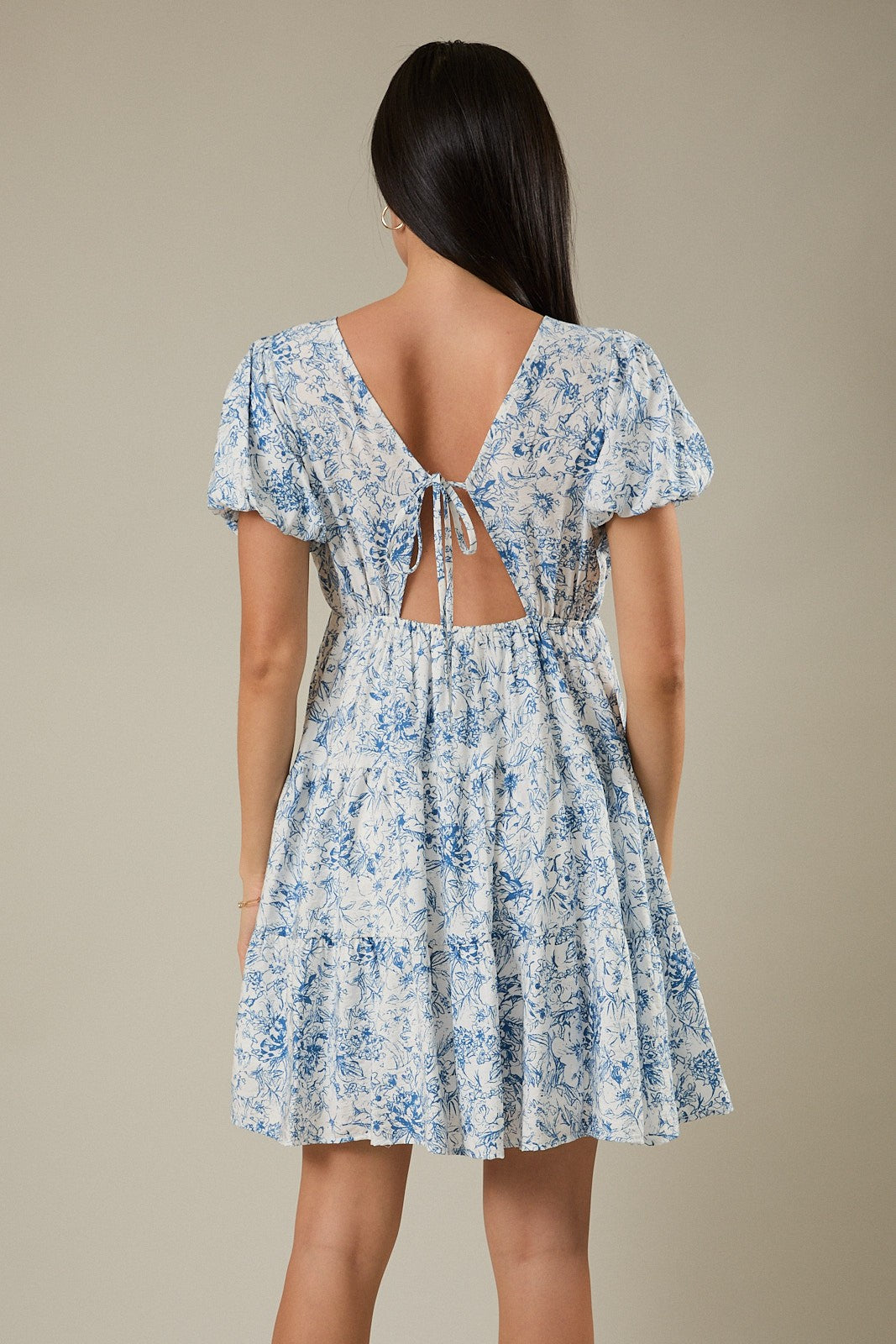 Fun and Floral Open Back Mini Dress-Market Grey Boutique