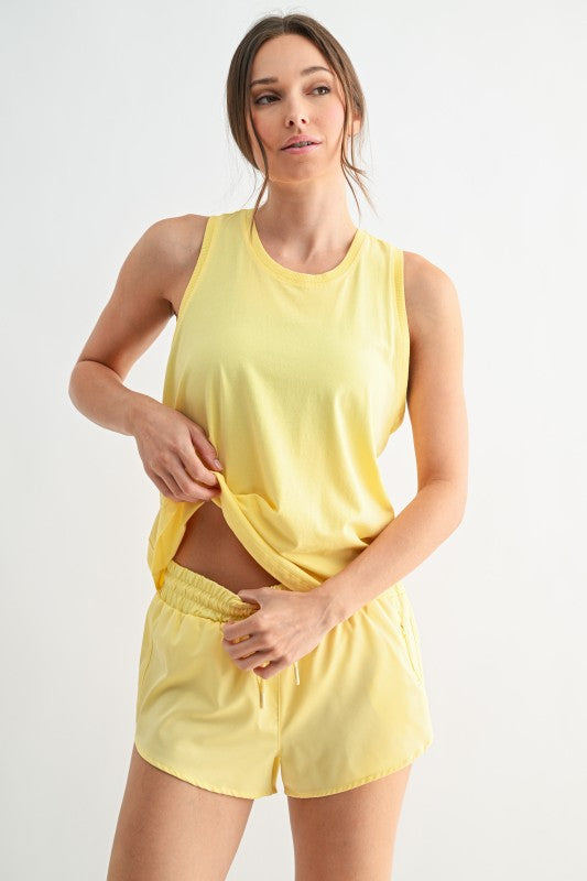 Yellow Pima Cotton Racer Tank