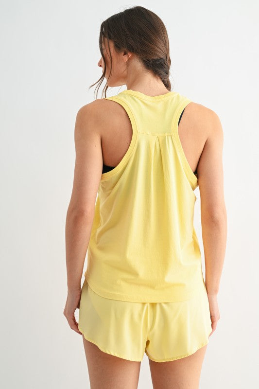 Yellow Pima Cotton Racer Tank