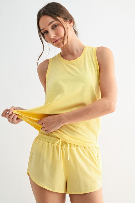 Yellow Pima Cotton Racer Tank