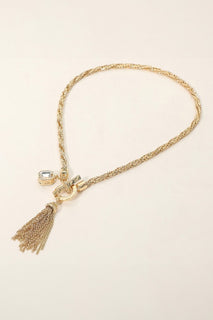 Stone / Tassel Toggle Necklace