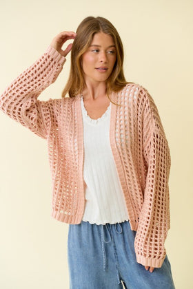 Crochet Fishnet Open Cardigan