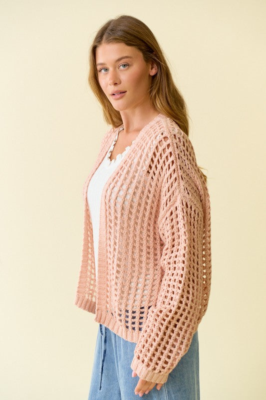Crochet Fishnet Open Cardigan